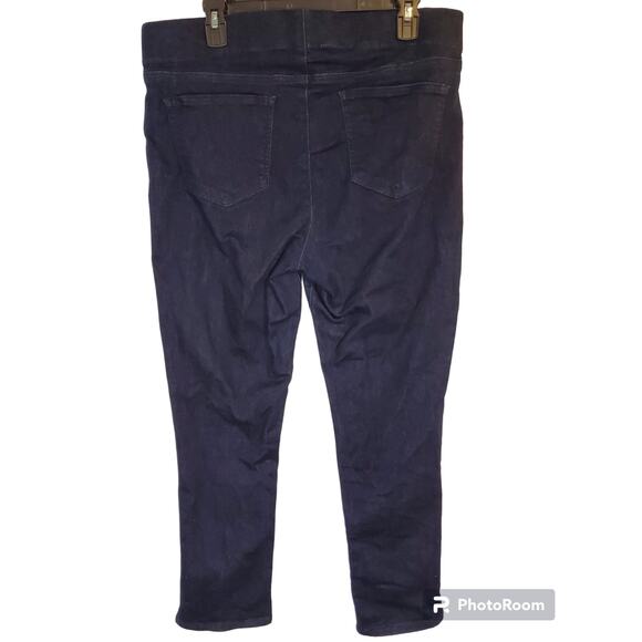 NYDJ Alina Skinny Dark Blue Pull On Ankle Cropped Slit Jeggings Size 14 - Picture 5 of 15
